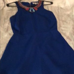 Girls blue dress fancy neck line